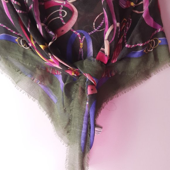Barbieri Larioseta Italy Lightweight Floral Scarf 100% Fine Wool New! Square 36" - Picture 3 of 14